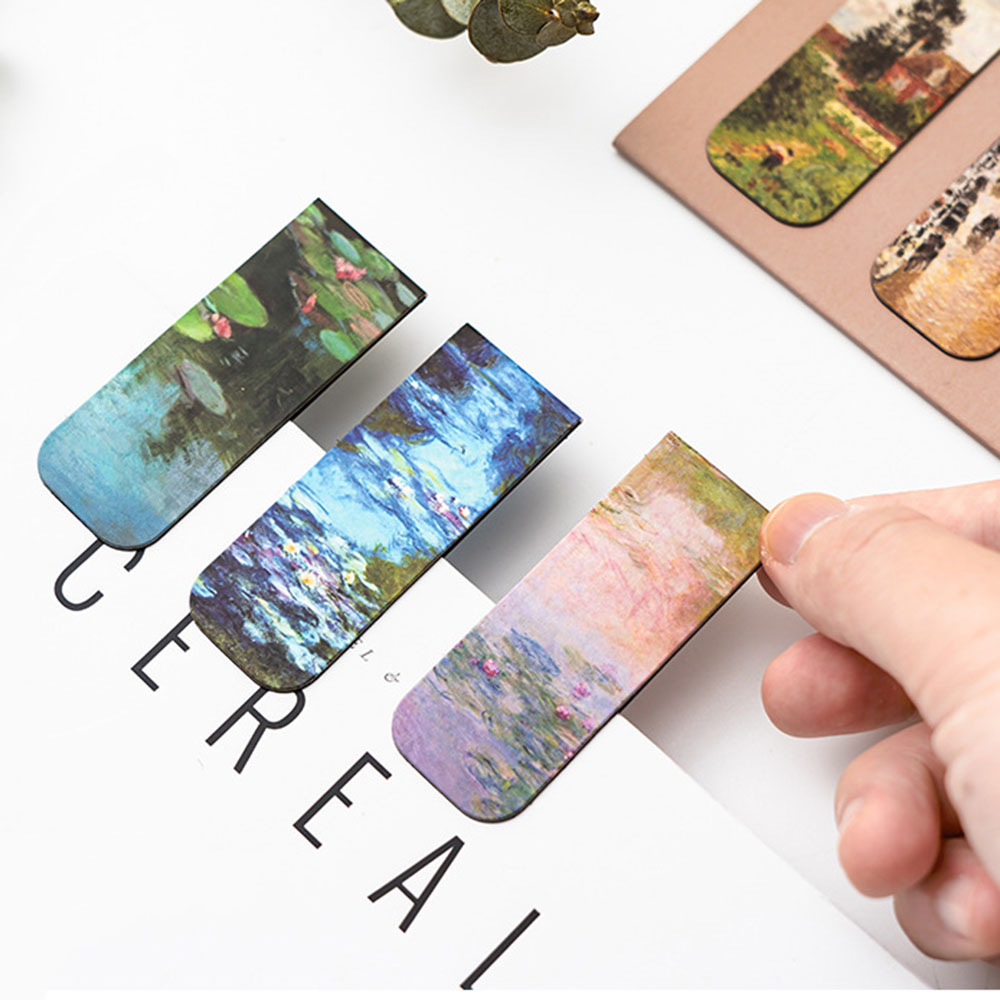Paperclip Magnetic Set - 4pcs Artistic Magnetic Bookmark Impressionist Art