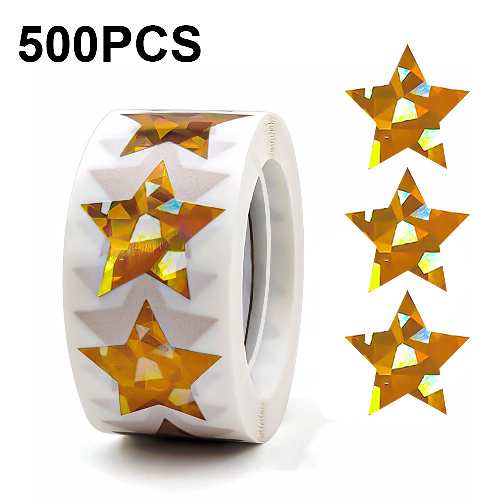 Sticker Label Roll - JCAC 500pcs/roll 1 Inch Holographic Colorful