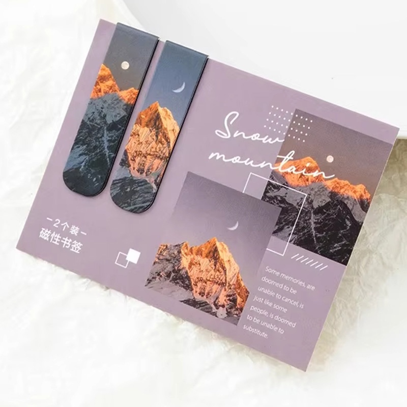 Paperclip Magnetic Set - 2Pcs Magnetic Bookmark Beautiful Scenery Magnetic
