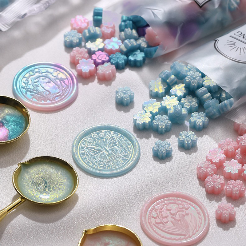 Wax Seal Stamp Kit - 90pcs Mixed Color Glitter Sakura Wax