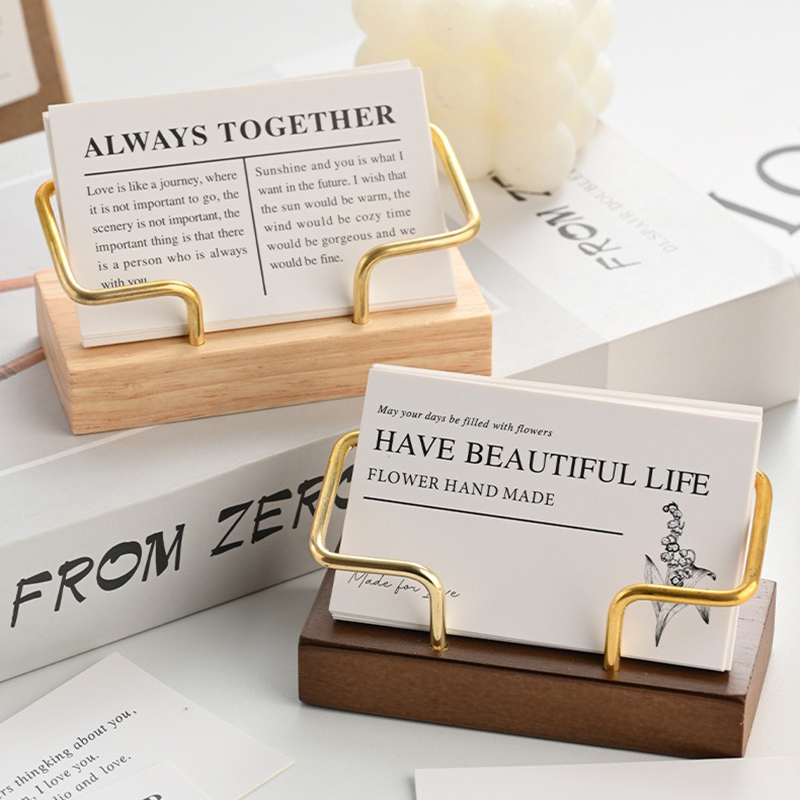 Desk Name Plate - Wooden Business Card Holder Metal Desktop