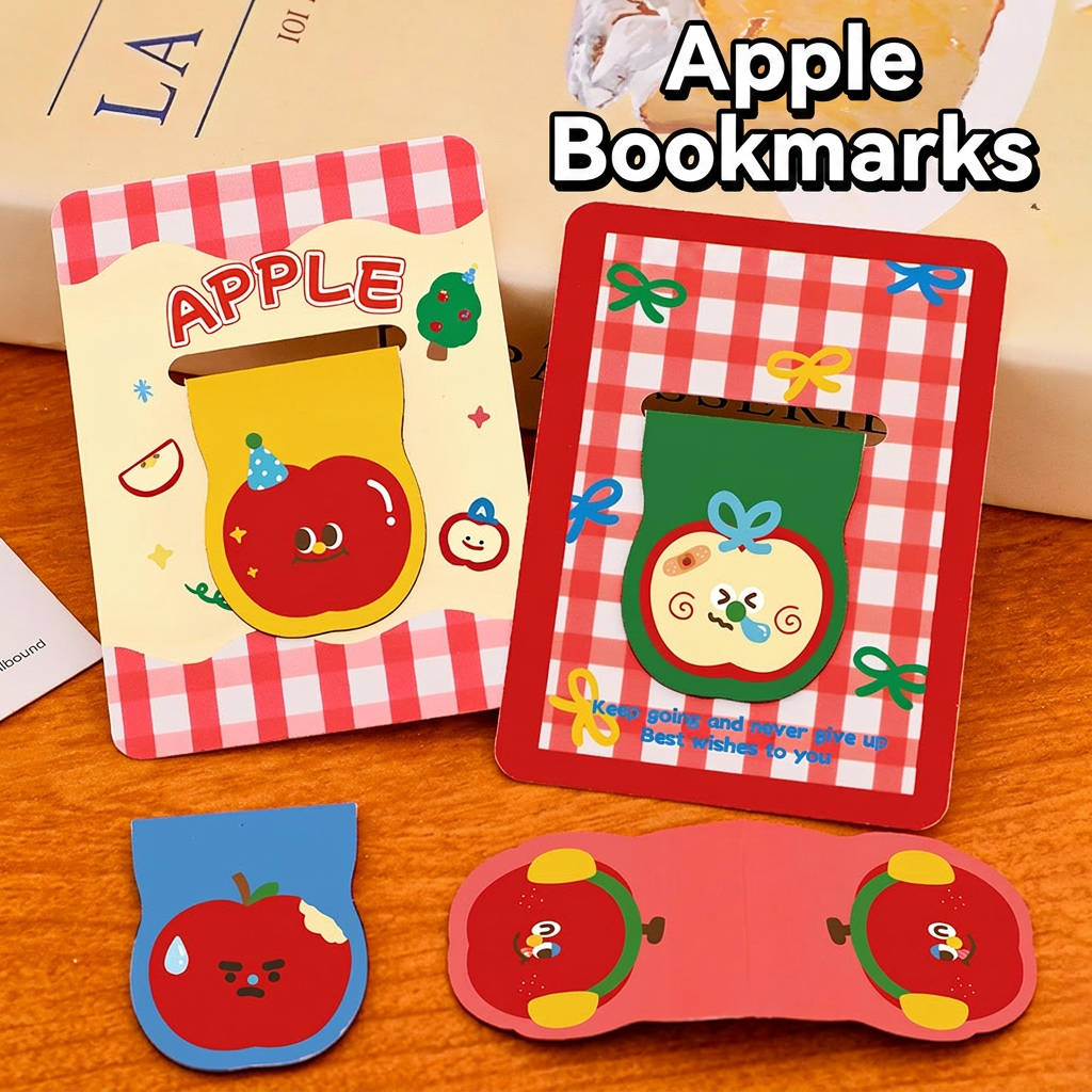Paperclip Magnetic Set - Cute Apple Shaped Magnetic Bookmark Stationery