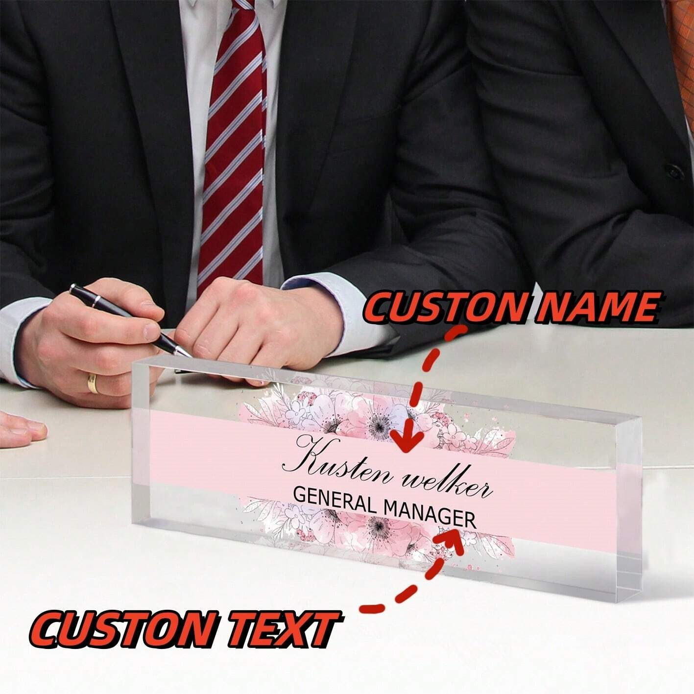 Desk Name Plate - 20*6CM Personalized Acrylic Desk Nameplate, 21