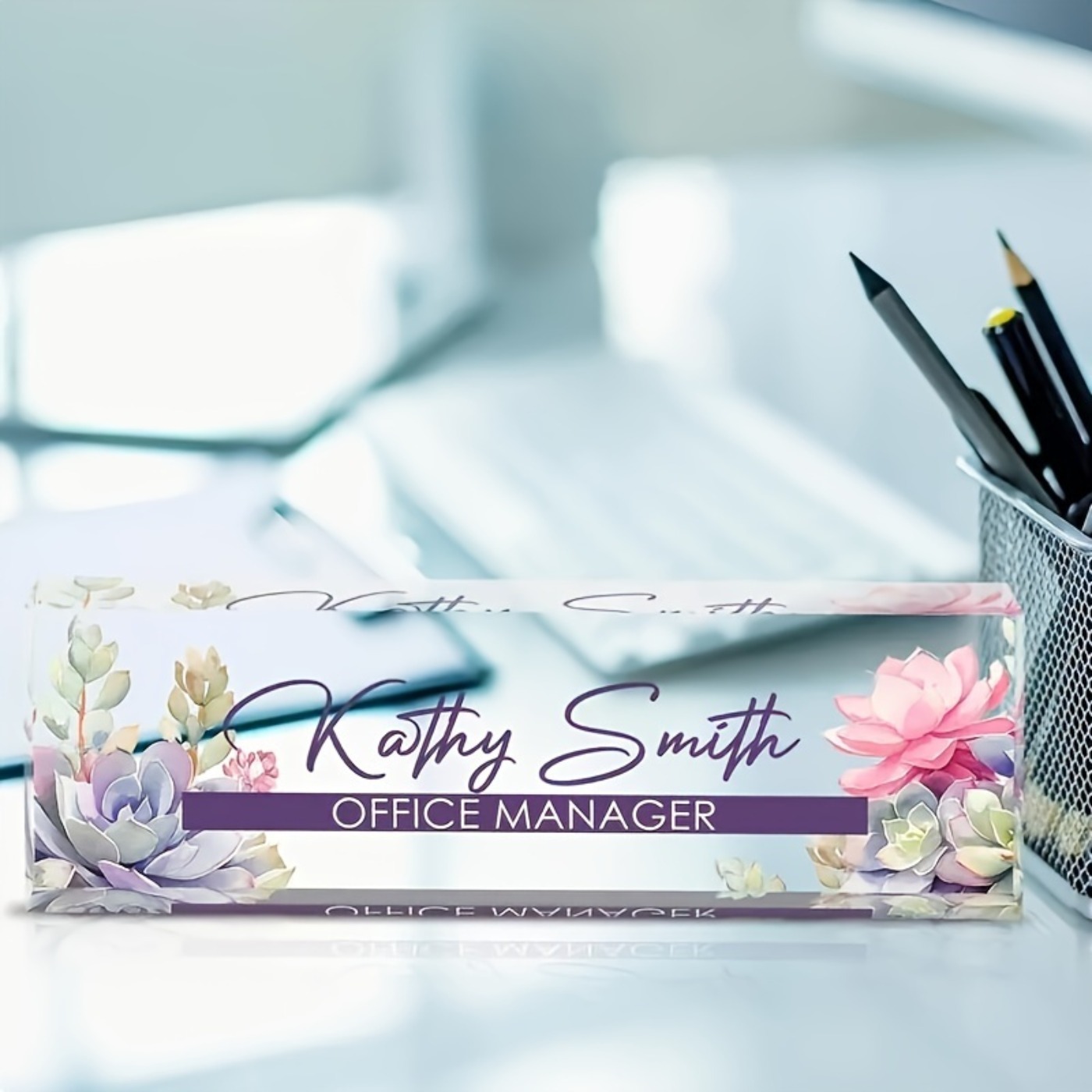 Desk Name Plate - Custom 2D Acrylic Desk Name Plate,