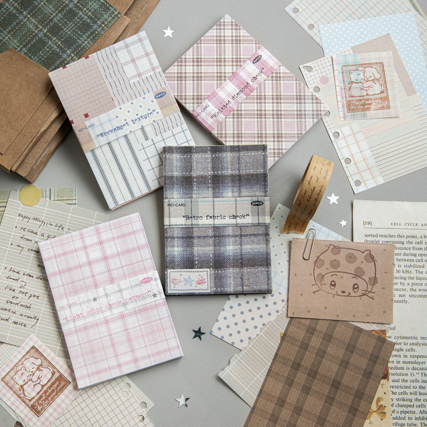 Journal GO 50pcs Kawaii Plaid  - Office Stationery Supply List ulasan dan harga