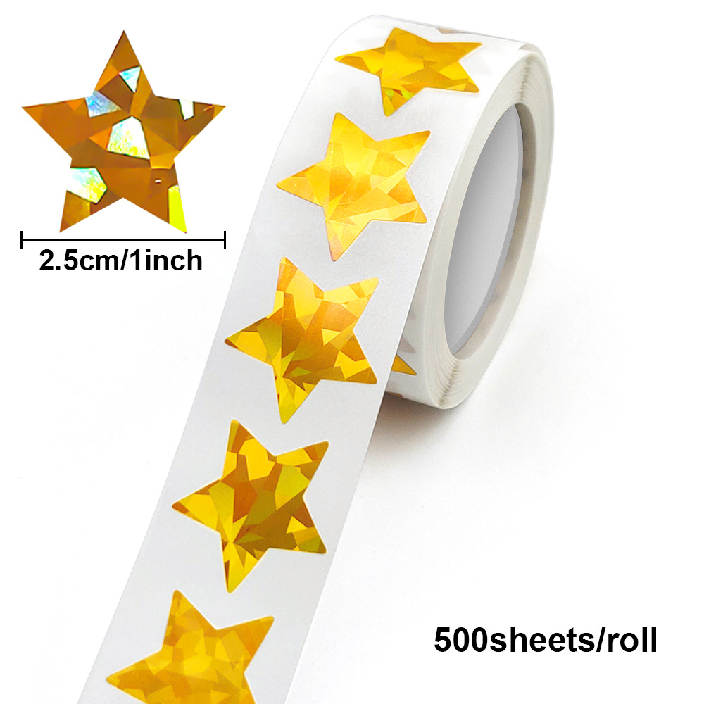 JCAC 500pcs/roll 1 Inch Hologr - Sticker Label Roll ulasan dan harga