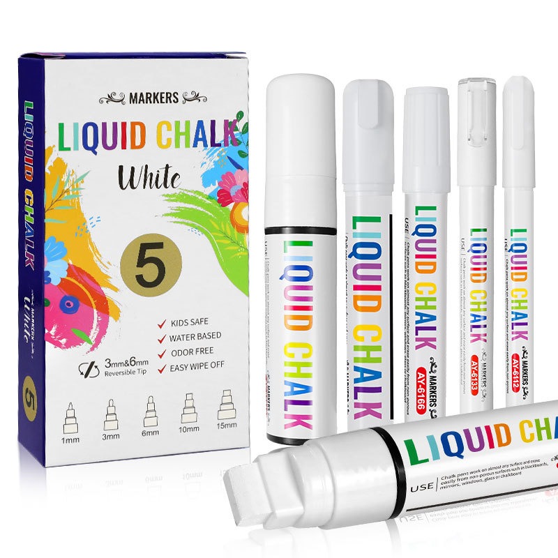 5pcs/set White Chalk Markers L - Whiteboard Marker Set ulasan dan harga