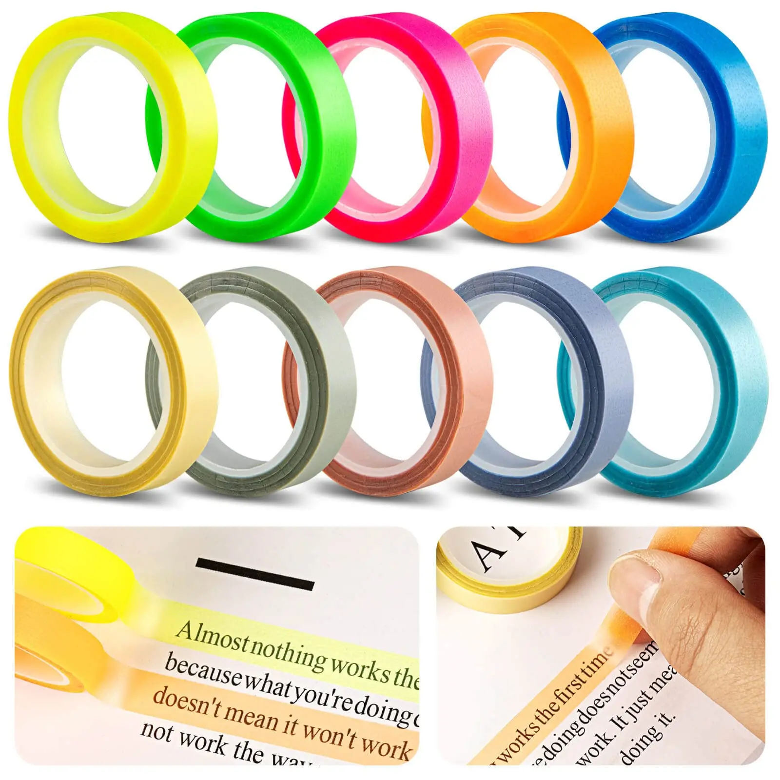 5Rolls Transparent Fluorescent - Index Tab Divider ulasan dan harga