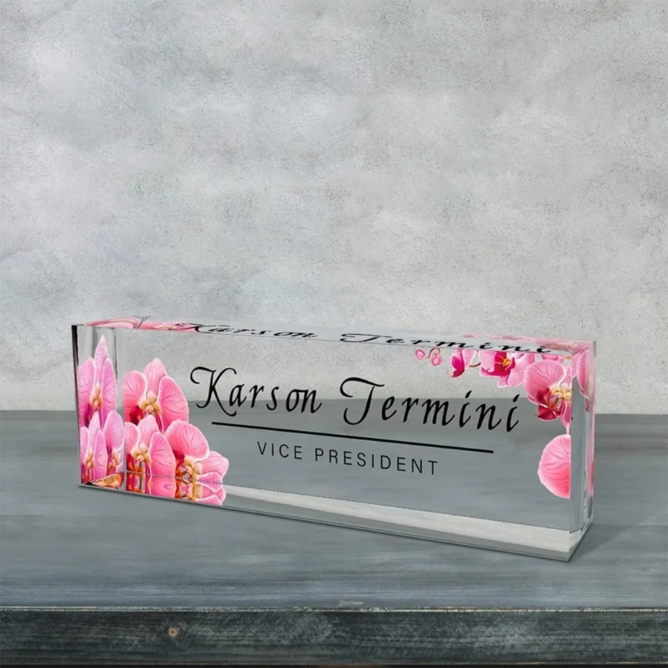 [2D Flat] Personalized Orchid  - Desk Name Plate ulasan dan harga
