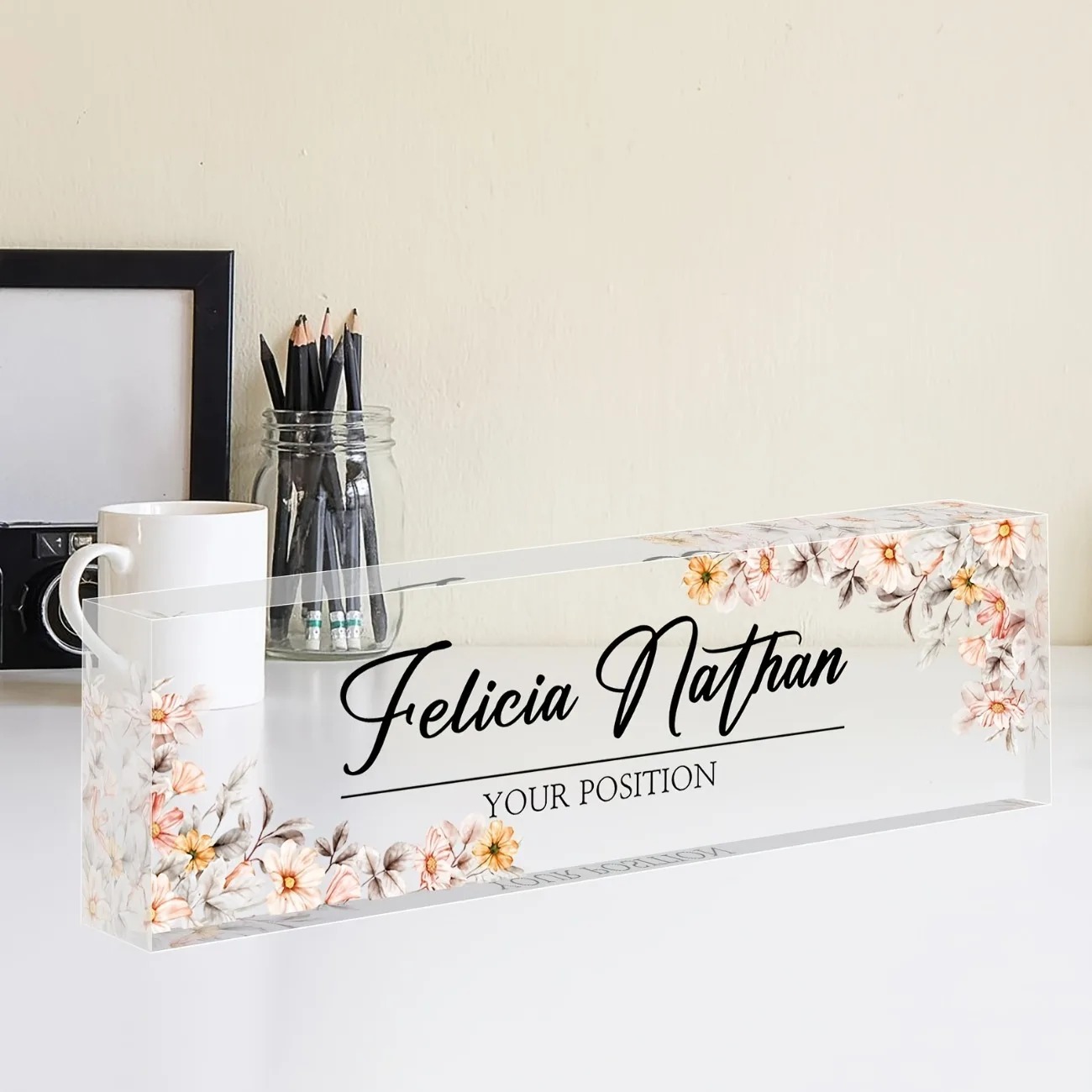 [2D Flat] Custom Acrylic Desk  - Desk Name Plate ulasan dan harga