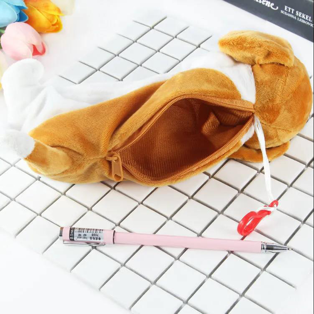 Cartoon Plush Dog Pencil Bag K - Office Supply Office Stationery Items ulasan dan harga