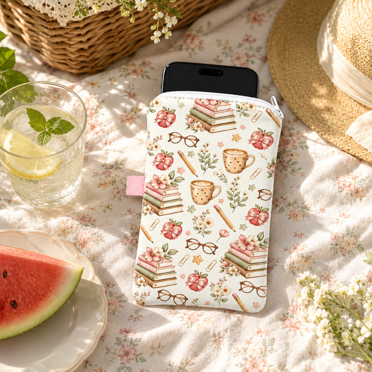 Book Coffee Floral Phone Pouch - Index Tab Divider ulasan dan harga