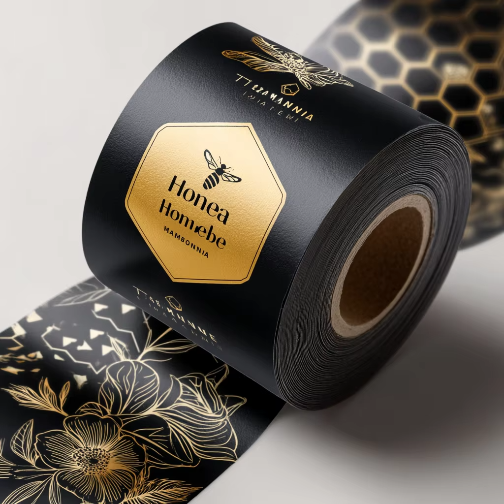 Custom Luxury Gold Foil Vinyl  - Sticker Label Roll ulasan dan harga