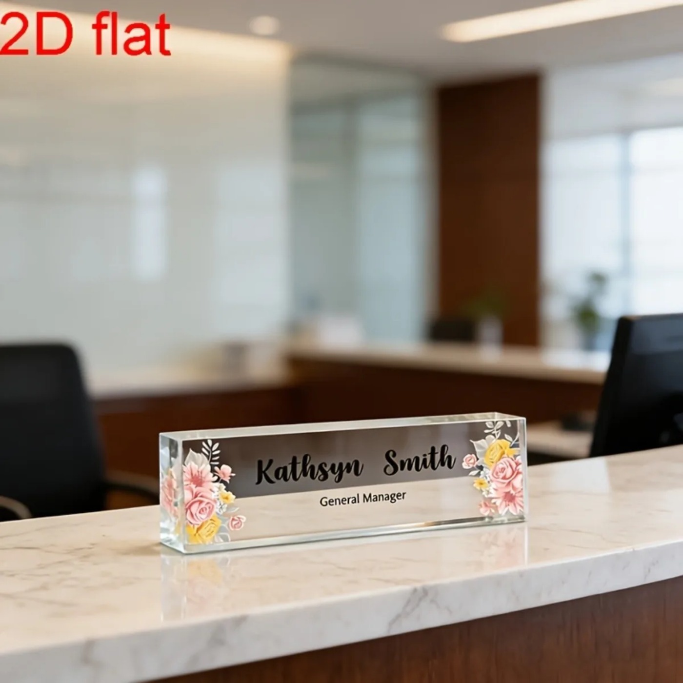 1PC 2D Flat Elegant Floral Acr - Desk Name Plate ulasan dan harga