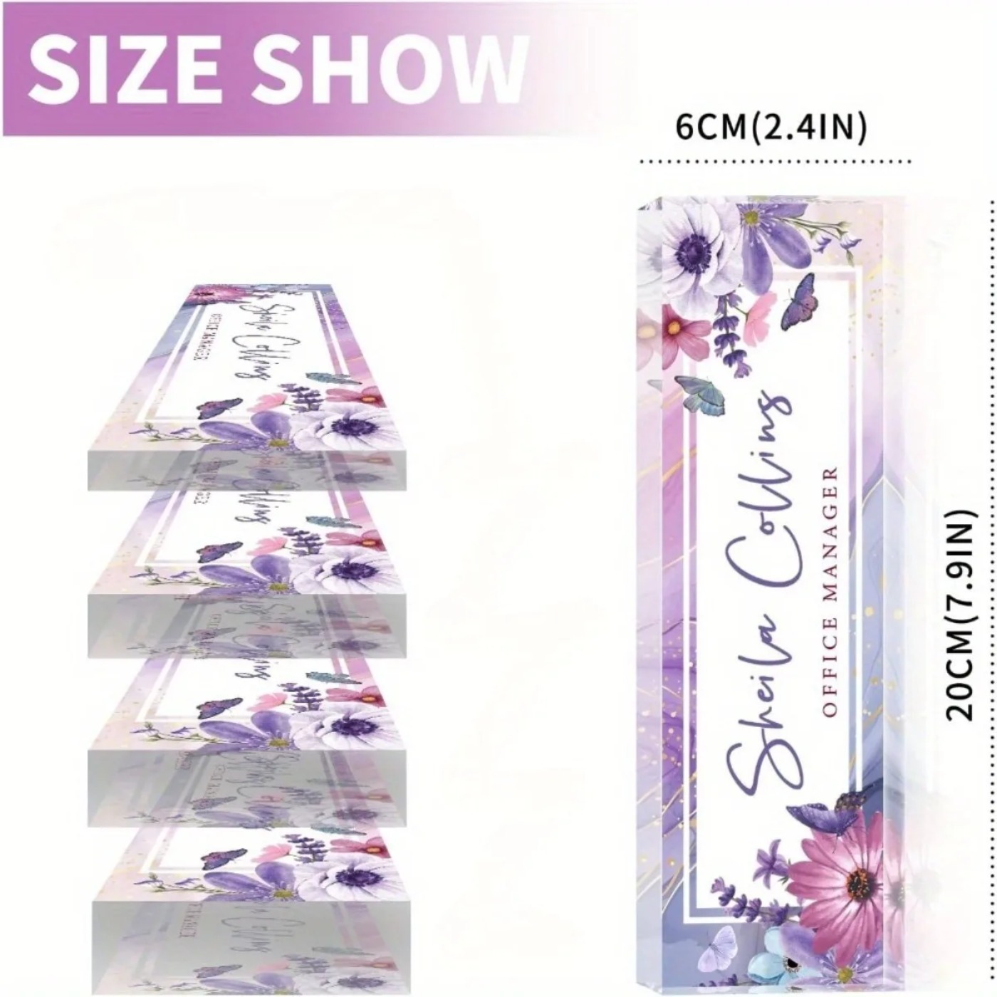[2D Flat] Purple Flower Custom - Desk Name Plate ulasan dan harga