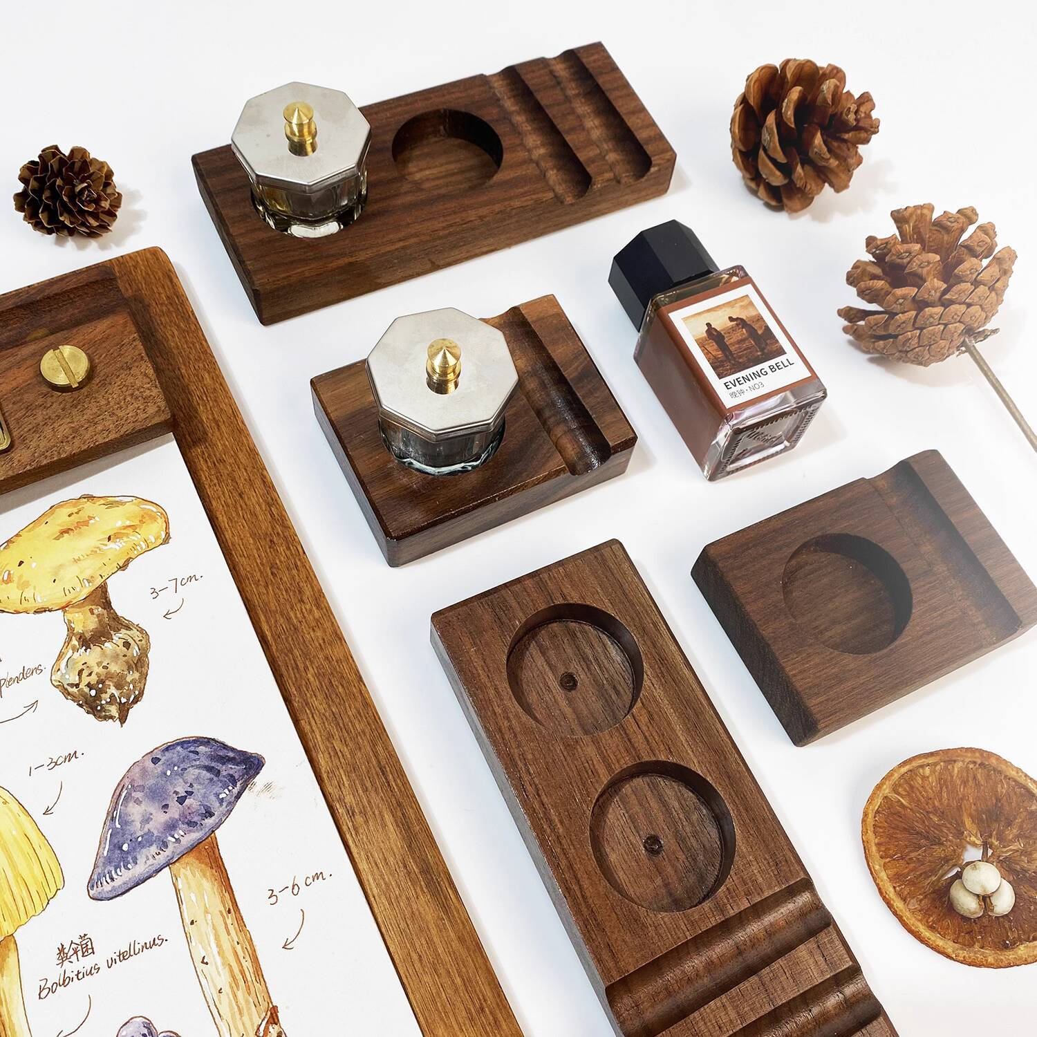 Ink Base Pen Rest Wooden Stand - Calligraphy Ink Bottle ulasan dan harga