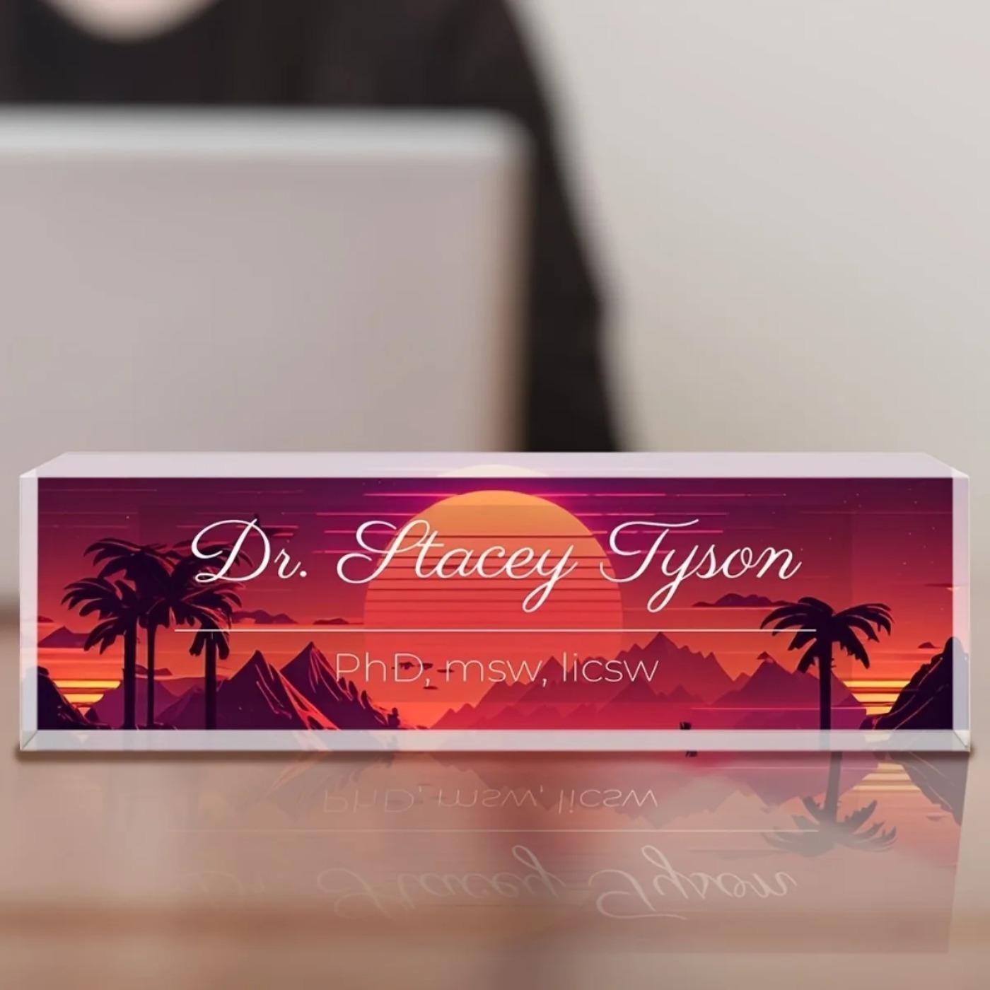 [2D Flat] Sunset Design Custom - Desk Name Plate ulasan dan harga