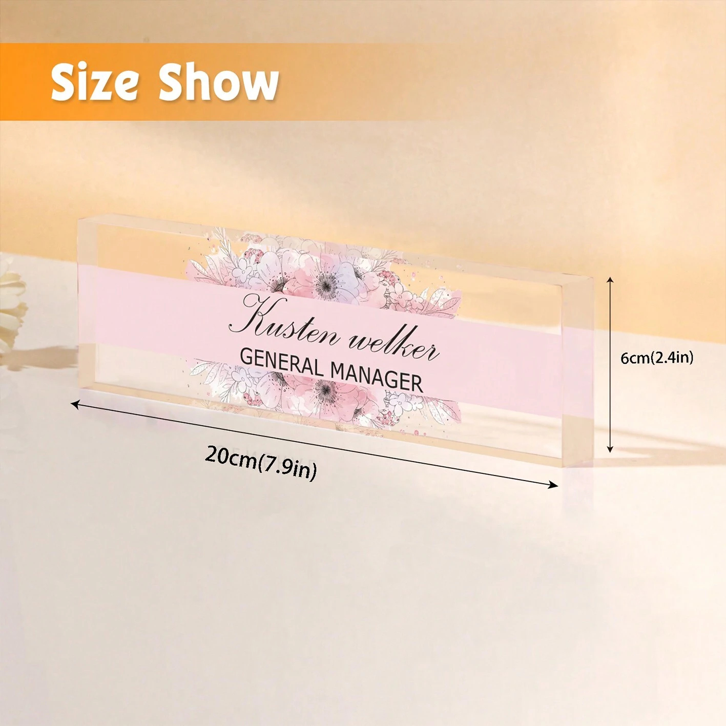 20*6CM Personalized Acrylic De - Desk Name Plate ulasan dan harga