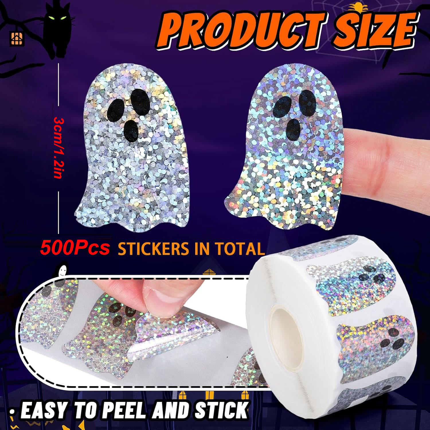 Ghost-Shaped DIY Waterproof St - Sticker Label Roll ulasan dan harga