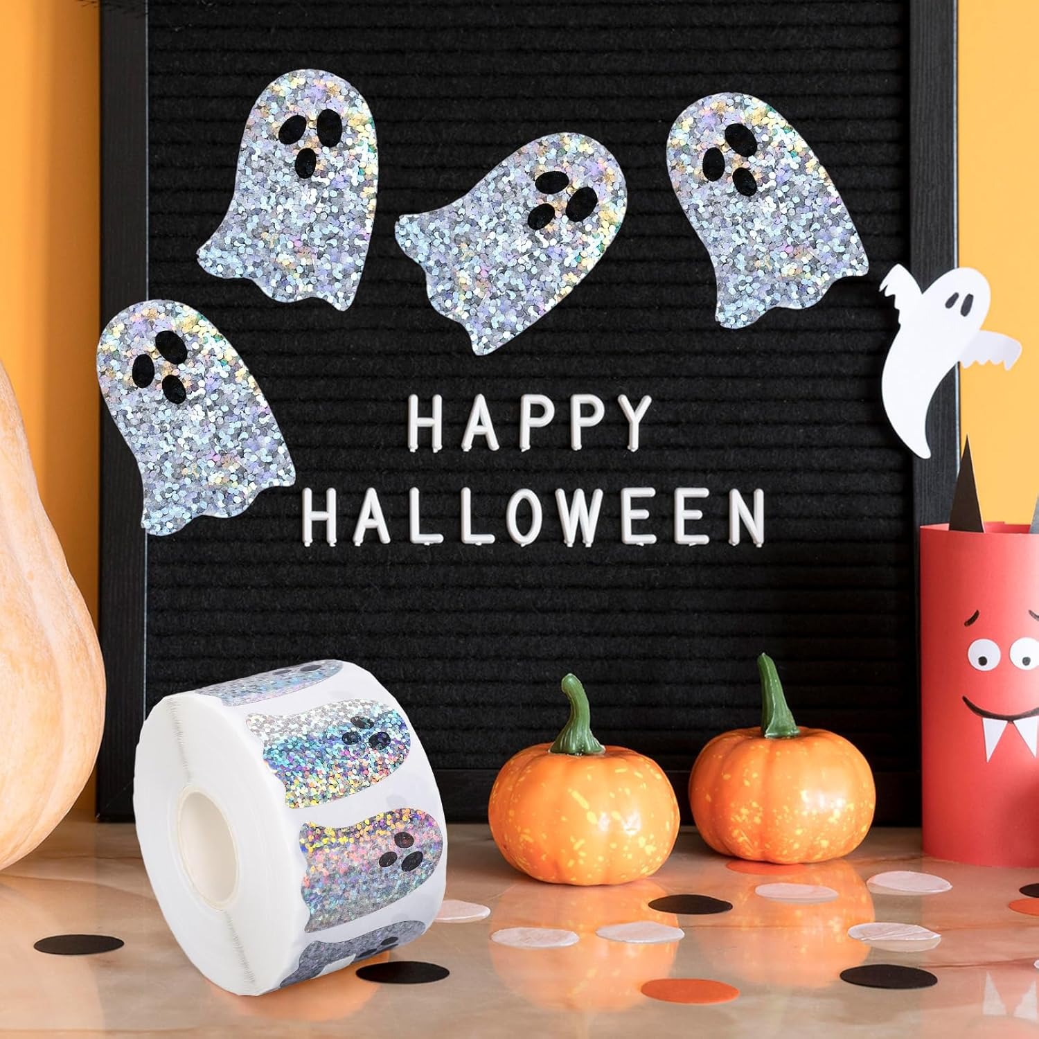 Ghost-Shaped DIY Waterproof St - Sticker Label Roll ulasan dan harga