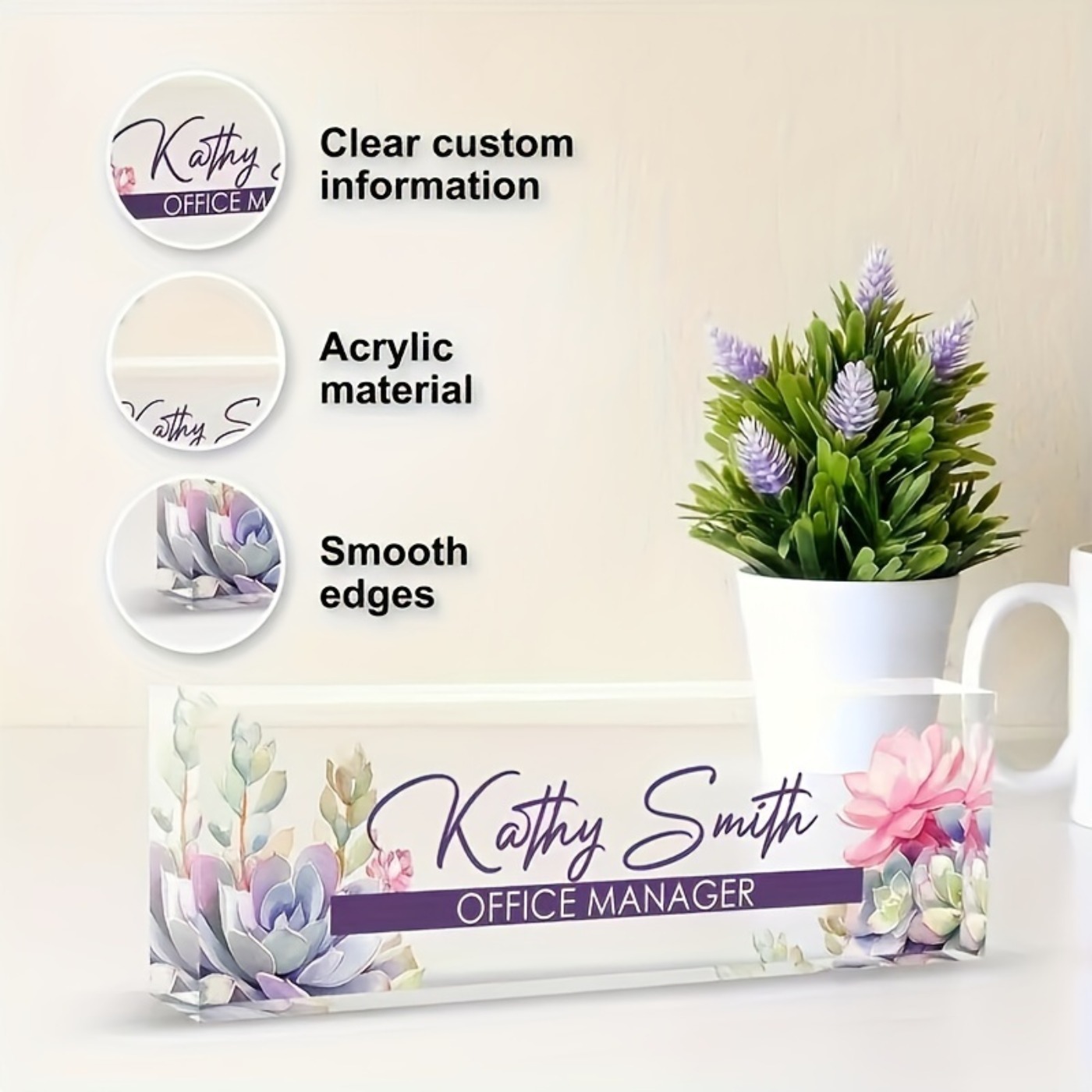Custom 2D Acrylic Desk Name Pl - Desk Name Plate ulasan dan harga