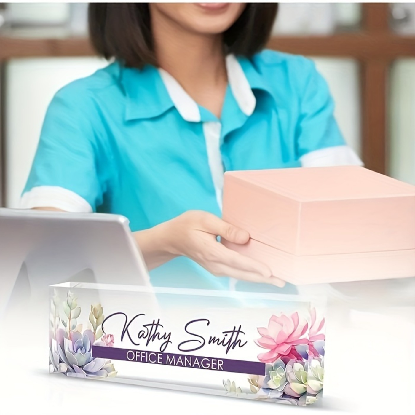 Custom 2D Acrylic Desk Name Pl - Desk Name Plate ulasan dan harga