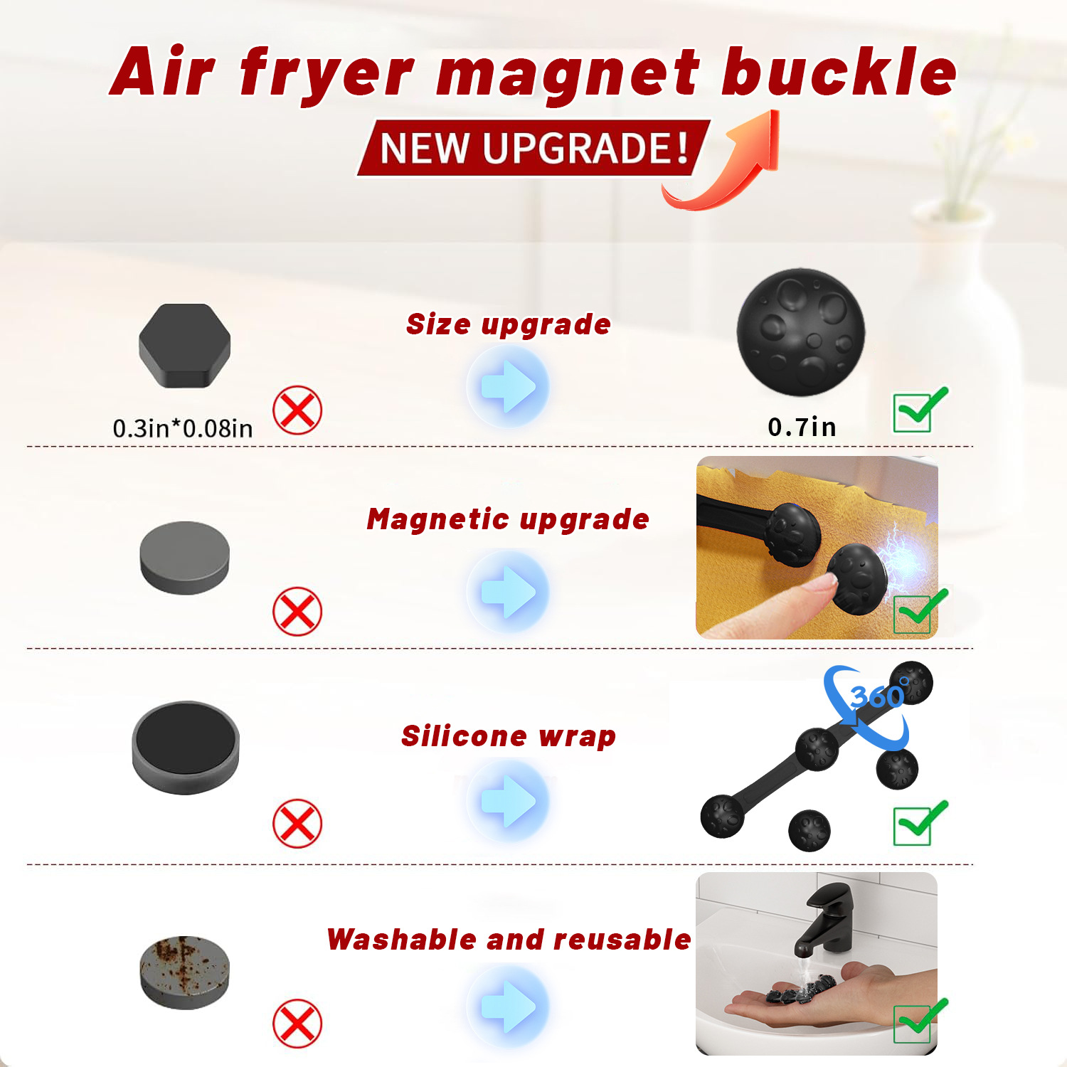 1/2sets Silicone Air Fryer Mag - Paperclip Magnetic Set ulasan dan harga