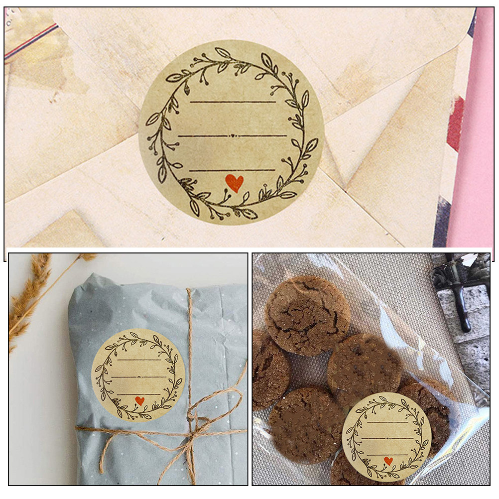 3 Rolls Kraft Paper Round Labe - Sticker Label Roll ulasan dan harga