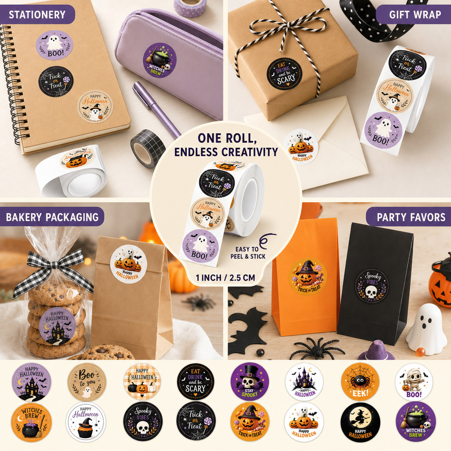 500pcs Per Roll Halloween Graf - Sticker Label Roll ulasan dan harga