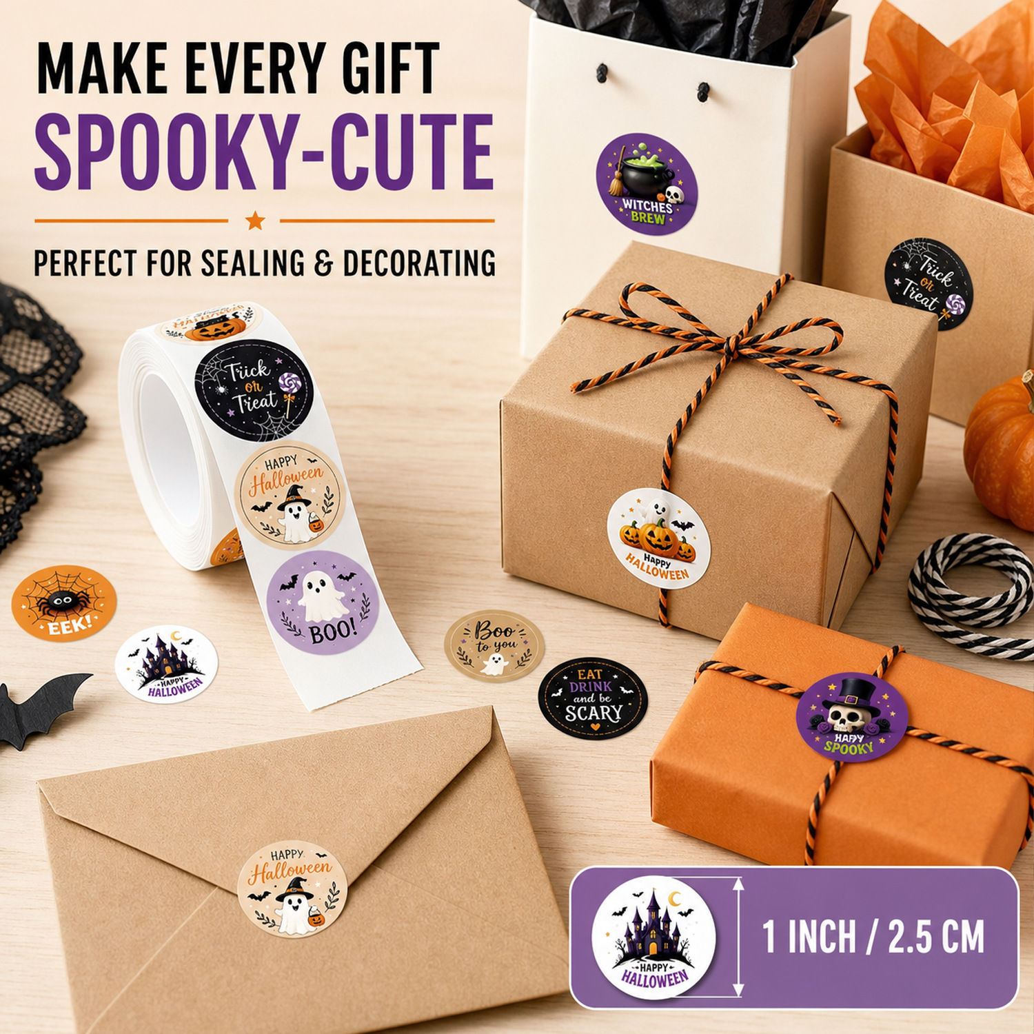500pcs Per Roll Halloween Graf - Sticker Label Roll ulasan dan harga